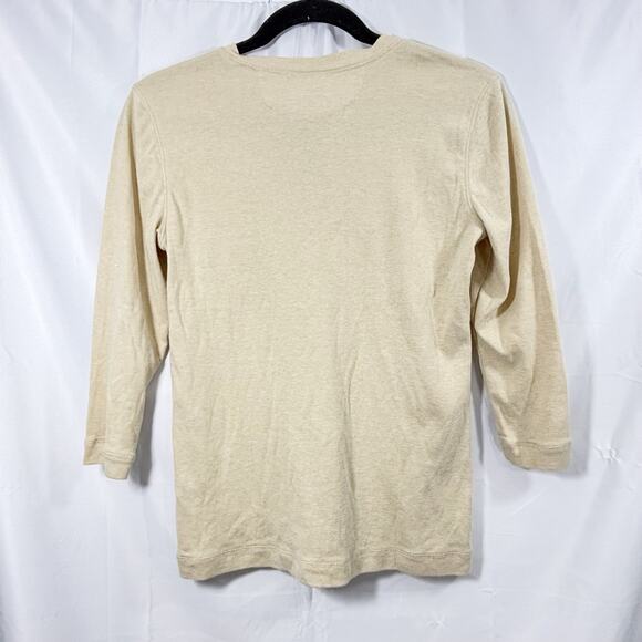 Lauren Ralph Lauren Plus Size 3/4 Sleeve Taupe Ruffle Front Blouse Top Sz S - Picture 2 of 4
